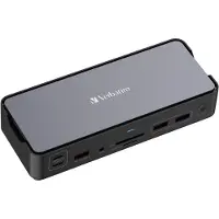 Verbatim Docking Station USB-C Pro CDS-15, 100 W, 15 Anschlüsse, USB-C/USB-A/HDMI/DisplayPort/RJ45/SD/microSD/Audio, schwarz/grau