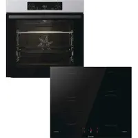 Gorenje Backofen-Set "Pacific Backofen-Set Basic Induktion 2021", Energieeffizienz: A, grau (edelstahl), Herdsets, Pizzafunktion mit 300 C – perfekt für Pizza, Focaccia und mehr, Backofen-Set