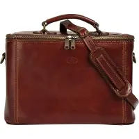 Piké Kulturbeutel PIKÉ "PIKÉ Damen echt Leder, Made in Italy", Damen, Gr. B/H/T: 33cm x 24cm x 22cm onesize, braun, Leder, glänzend, Taschen Kulturbeutel, echt Leder, Made in Italy