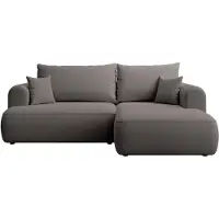 Selsey Ovo Mini - Eckschlafsofa rechtsseitig mit Stauraum, Easy-Clean-Samtbezug, dunkelgrau