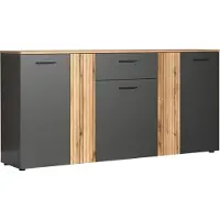 Ebuy24 trendteam Wohnen Esteban Kommode, Anthrazit Melamin/ Evoke Oak Melamin, B/H/T: 181/86/38 cm