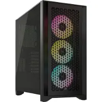 Corsair iCUE 4000D RGB, Midi Tower, PC, Schwarz, ATX, EATX, micro ATX, Mini-ITX, Kunststoff, Stahl, Gehärtetes Glas, 17 cm