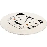 Primaflor-ideen In Textil Kinderteppich "NOMAD - Whiter Tiger", rund, 35 mm Höhe, Hochflor, Motiv Tiger, weich & kuschelig, Kinderzimmer