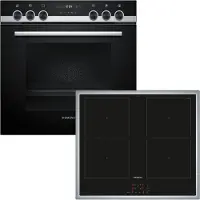 Siemens Induktions Herd-Set "HE517BBS4", mit Backwagen, Backwagen mit ausziehbarer Tür für bequemes Kochen & Backen