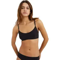 Marc O'Polo Bralette-BH "Minimalist Daywear", Damen, Gr. M, N-Gr, schwarz, Obermaterial: 77% Polyamid, 23% Elasthan, unifarben, Basic, BHs Bralette-BH, mit kleinem Ring-Details am Träger