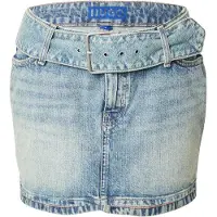 HUGO Minirock "Gamini", Damen, Gr. M (38), blau (bright blau 436), Denim/Jeans, Obermaterial: 100% Baumwolle, unifarben, mini, Röcke Minirock, mit passendem Gürtel