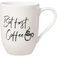 Villeroy Boch Becher "Becher mit Henkel 'But first Coffee' Statement 290 ml weiß", weiß, 1 tlg., Porzellan, Trinkgefäße, Becher