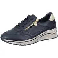 Rieker Keilsneaker , Damen, Gr. 43, Textil, gold (schwarz, goldfarben), Lederimitat, Schuhe Keilsneaker, Halbschuh, Schnürschuh, Freizeitschuh mit Soft-Einlage