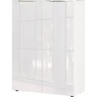 Germania Schuhschrank "Oakland mit Glasfront", weiß (weiß, weiß hochglanz), B:87cm H:120cm T:40cm, Schränke, Schuhschrank, Breite: 87 cm, Türdämpfung, verstellbare Böden, Made in Germany