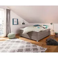 Home affaire Boxbett "Alexis", braun (hellbraun), B:200cm L:220cm, Struktur fein (100% Polyester), Komplettbetten, Boxbett, ohne Kopfteil - ideal für Räume mit Dachschrägen; in 4 Breiten