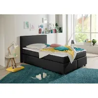 Home affaire Boxspringbett "Eliana", blau (petrol), B:147cm L:230cm, Komplettbetten, Boxspringbett, inkl. Topper, in 4 Breiten, 3 Matratzenarten und 2 Härtegraden