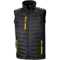 Result Genuine Recycled - "Compass" Weste Wattiert für Herren FK2533 (XS) (Schwarz/Gelb)