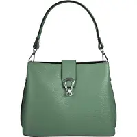 Cluty Umhängetasche , Damen, Gr. B/H/T: 25cm x 21cm x 13cm onesize, grün, Leder, leicht glänzend, unifarben, Taschen Umhängetasche, echt Leder, Made in Italy
