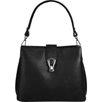 Cluty Umhängetasche "Damen echt Leder, Made in Italy", Damen, Gr. B/H/T: 25cm x 21cm x 13cm onesize, schwarz, Leder, leicht glänzend, unifarben, Taschen Umhängetasche, echt Leder, Made in Italy