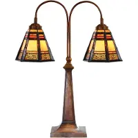 LumiLamp Tiffany Tischlampe 48x19x64 cm Braun Glas