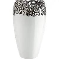 Gilde Tischvase "Vase Rose weiß H. 31,5 cm", weiß, B:17,5cm H:31,5cm T:17,5cm Ø:17,5cm, Keramik, Vasen, Tischvase