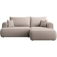 Selsey Ovo Mini - Eckschlafsofa rechtsseitig mit Stauraum, Easy-Clean-Samtbezug, grau