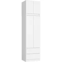 Akord Furniture Factory SZCLPS60NADBIA, Weiß, Garderobe, 3 Regale, 2 Tür(en), Matt, Drehtür
