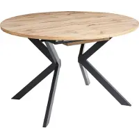 Beliani Ausziehbarer Esstisch Hellbraun MDF Platte Eisen Beine Oval Modernes Design Industrial Style Esszimmertisch