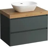 Laufen LANI Waschtischplatte wildeiche inklusive Unterschrank, 1 Ausschnitt mittig, 785x495x580mm, H4065511122661, Farbe: Verkehrsgrau