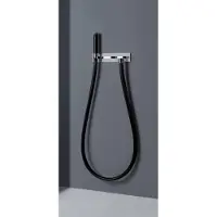 Gessi Water Tube Kneipp, Fertigmontageset für Kneipp-Schlauch schwarz mit Kunststoff-Brause, Version mit Absperrventil, Brausehalter und Anschlussbogen, 32941031, Farbe: Chrom