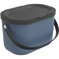 Rotho Biomülleimer 3,2 L Albula - Mülleimer 22,2 x 17,2 x 14,7 cm - Abfalleimer mit Deckel - Müllbehälter mit Griffen - Küchenabfalleimer