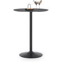 Set One By Musterring Bartisch "Salinas", schwarz (schwarz, matt schwarz, schwarz), B:80cm H:105cm T:80cm, , Tische, Bartisch, Trompeten-Säule in schwarz, Platte aus Glas-Keramik, Höhe 105 cm