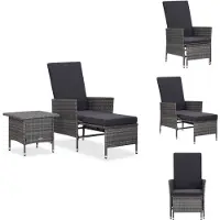 vidaXL 2-tlg. Garten-Lounge-Set mit Kissen Poly Rattan Grau - Gartenmöbel-Sets