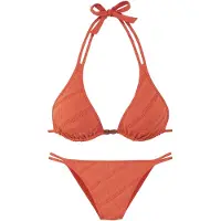 s.Oliver Triangel-Bikini "Naila", Damen, Gr. 42, Cup A/B, orange, Microfaser, Polyamid, Strukturmuster, Bikini-Sets Triangel-Bikini, mit Struktur