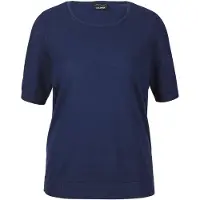 Goldner Strickpullover "Klassisches Merinowollshirt, Rundhals", Damen, Gr. 40, blau (marine), Obermaterial: 100% Schurwolle WV., Basic, normal, Rippe, Pullover Strickpullover, Rippenbündchen