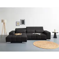 Cotta Ecksofa "Orion L-Form, B: 307 cm, moderne Steppung, bequeme Wellenunterfederung", braun (mud), B:307cm H:73cm T:186cm, 100% Polyester, Sofas, Ecksofa, 2x Kopfteilverstellung & 3 Nierenkissen