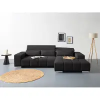 Cotta Ecksofa "Orion L-Form, B: 307 cm, moderne Steppung, bequeme Wellenunterfederung", braun (mud), B:307cm H:73cm T:186cm, 100% Polyester, Sofas, Ecksofa, 2x Kopfteilverstellung & 3 Nierenkissen