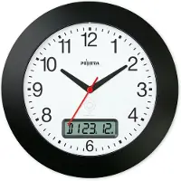 Peweta Wanduhr Funkuhr Kunststoff schwarz 300 mm Zahlen