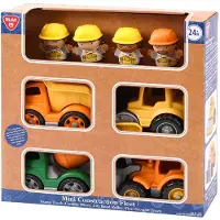 Playgo Play Mini Baufahrzeuge Spielset mit Figuren - 8-teiliges Konstruktionsspielzeug