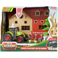 Toi-Toys Bauernhof Spielzeug Set mit Scheune und Traktor - 12tlg