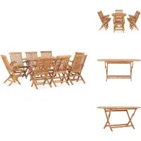 vidaXL 9-tlg. Garten-Essgruppe Klappbar Massivholz Teak - Gartenmöbel-Sets