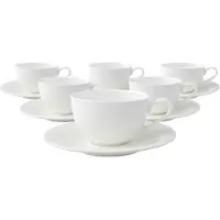 Villeroy & Boch Tasse "Cappuccinotassen mit Untertassen New Cottage Basic 290 ml 6er Set weiß", weiß, Porzellan, Trinkgefäße, Tasse