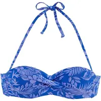 Venice beach Bügel-Bandeau-Bikini-Top "Moloka", Damen, Gr. 42, Cup C, schwarz (schwarz bedruckt), Recycling-Polyamid, bedruckt, Bikini-Oberteile Bügel-Bandeau-Bikini-Top, Abnehmbare Träger