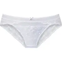 LASCANA Slip , Damen, Gr. 44/46, weiß, Mesh, Spitze, Obermaterial: 82% Polyamid, 11% Polyester, 7% Elasthan, Unterhosen Slip, aus Mesh mit zarter Blumenstickerei und edler Jacquardspitze, Topseller