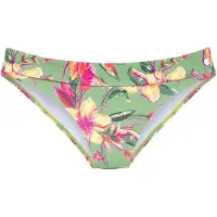 LASCANA Bikini-Hose "Malia", Damen, Gr. 40, N-Gr, rosa (salbei, pink bedruckt), Microfaser, Microfaser, Polyamid, bedruckt, floral, Badehosen Bikini-Hose, mit Umschlagbund mit tropischem Print
