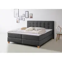 Home affaire Boxspringbett "Moulay", grau (anthrazit), B:194cm L:211cm, Komplettbetten, Boxspringbett, inkl. Topper, in 3 Härtegraden, TFK auch in Härtegrad 4