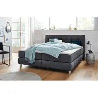 Home affaire Boxspringbett "Salo XXL", grau (anthrazit), B:194cm L:231cm, Komplettbetten, Boxspringbett, in Samtoptik oder Struktur, 6 Breiten in Überlänge 220cm, 4 Härtegrade