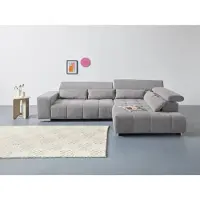 Cotta Ecksofa "Orion L-Form, B: 310 cm, moderne Steppung, bequeme Wellenunterfederung", grau, B:310cm H:70cm T:225cm, 90% Polyester, 10% Polyamid, Sofas, Ecksofa, Kopfteilverstellung & 5 Nierenkissen
