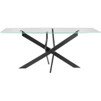 Otto Home Esstisch "Kairi", schwarz (schwarz, glas), B:180cm H:76cm T:80cm, Tische, Esstisch, Glastischplatte, pulverbeschichtetem Metallgestell, zwei Tischbreiten