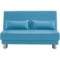 Inosign Schlafsofa "Gina", blau (hellblau), B:120cm H:86cm T:195cm, 100% PU, Sofas, Schlafsofa, mit einem Handgriff vom Sofa zum Bett