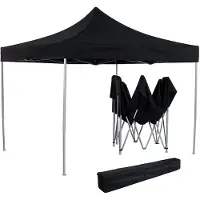 Vdd Partyzelt easy up 3 x 3 - Mundharmonikagestell - 420D Oxford schwarze Zeltplane mit PVC-Beschichtung