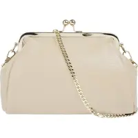 Cluty Abendtasche "Damen echt Leder, Made in Italy", Damen, Gr. B/H/T: 23cm x 15cm x 7cm onesize, beige, Leder, leicht glänzend, unifarben, Taschen Abendtasche, echt Leder, Made in Italy