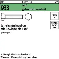 Industrial Quality Supplies Sechskantschraube DIN 933 VG M 12 x 50 10.9 galvanisch verzinkt