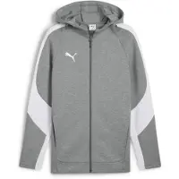 Puma Herren Sweatjacke EVOSTRIPE Hooded Jacket 659947-33 S - Medium Gray Heather-Silver-White - S