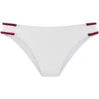 s.Oliver Bikini-Hose "Junis", Damen, Gr. 38, N-Gr, weiß, Recycling-Polyamid, kontrastfarbene Details, unifarben, Badehosen Bikini-Hose, mit geflochtenen Details